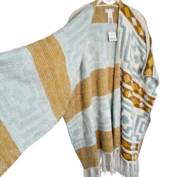 NWT Free People Aztec Patterned Kimono With Fringe, OS - Picture 8 of 11